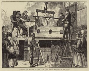 Lançando a estátua do falecido Lord Derby, derramando no Metal